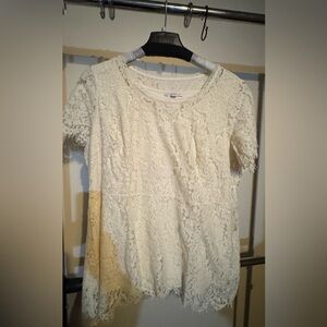 Issac Mizrahi Cream Lace Women's Top